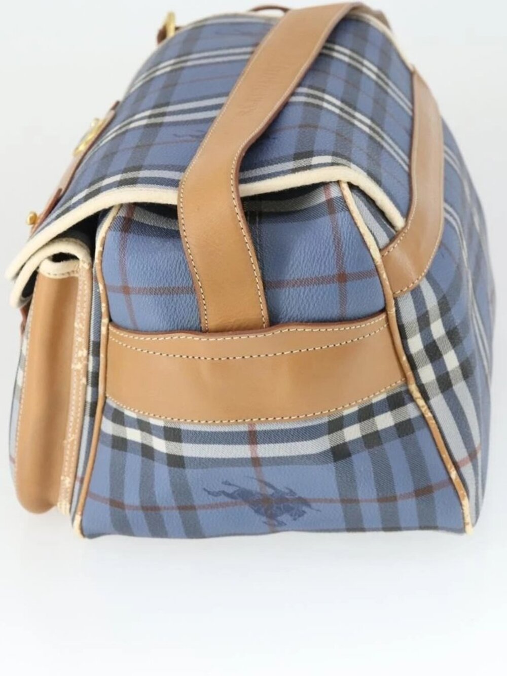 Burberrys Nova Check Shoulder Bag PVC Blue Gold Auth BA9593 - Picture 5 of 15